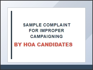 Hoa Candidate Campaigning Complaint Sample