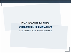 Homeowner Hoa Ethics Complaint Report